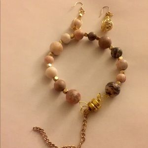 Jasmine stone Bracelet and Dangler earrings Set